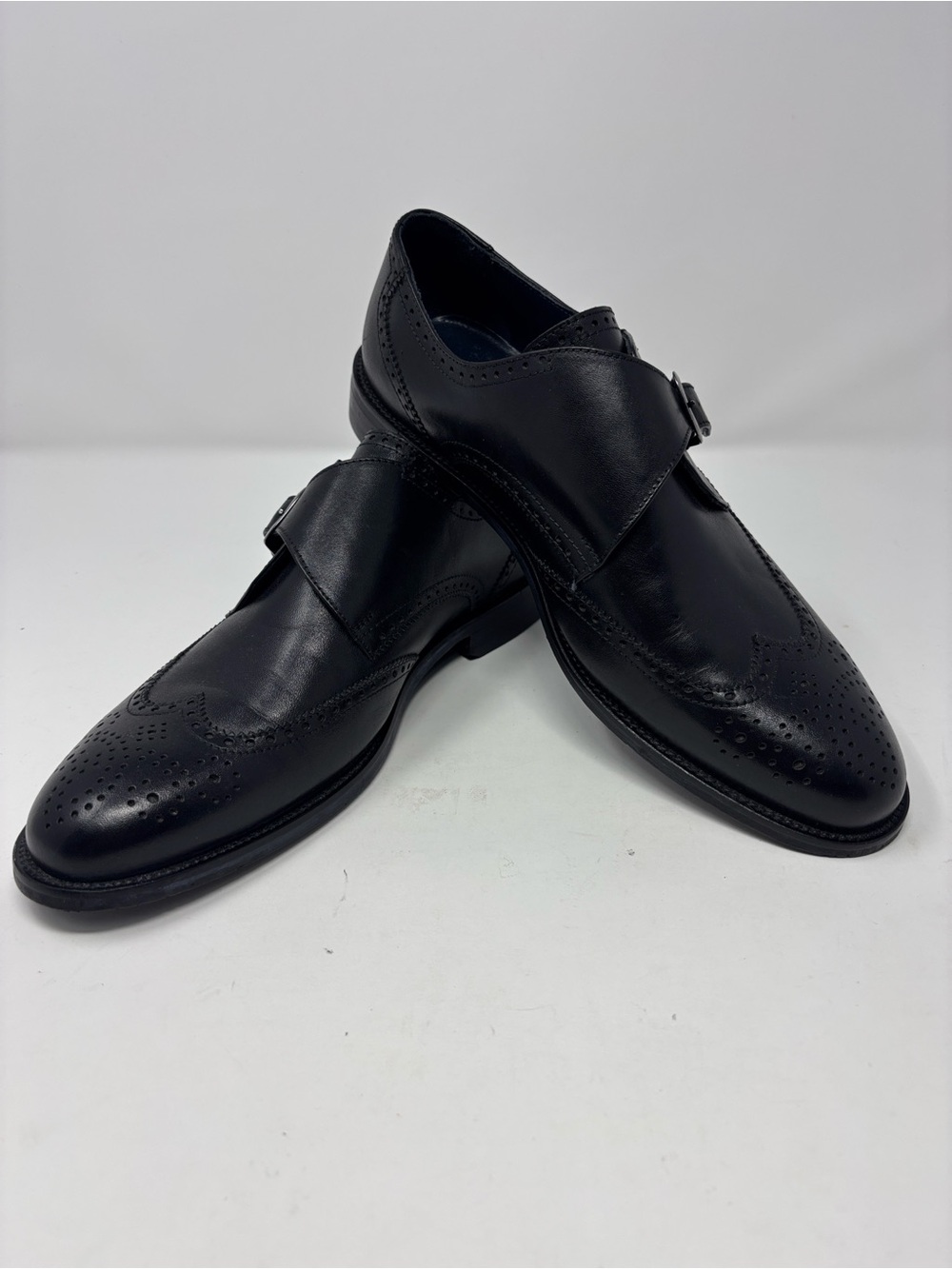Vellapais | 40.5 Classic Black Men's Leather Monk Strap Dress Shoes